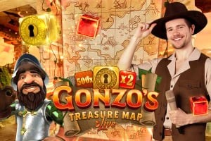 Official Live Dealer logo: Gonzo's Treasure Map by Evolution at Cleobetra Casino